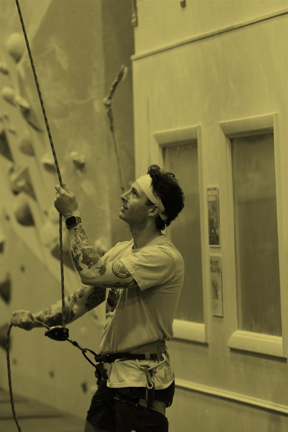 Climber enjoying membership benefits