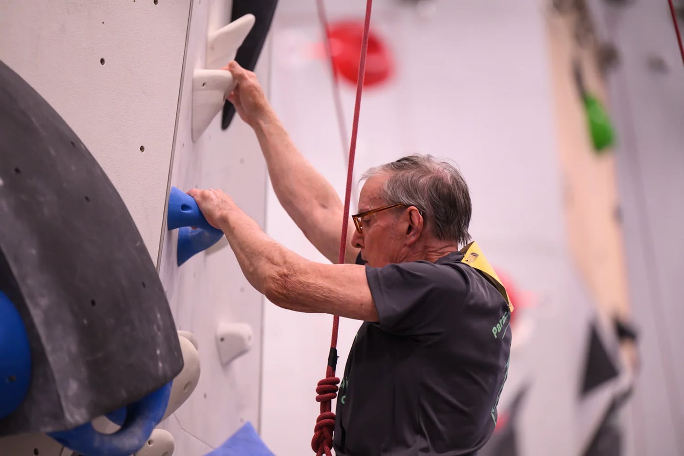 Climber on top-rope at an Upending Parkinson's session