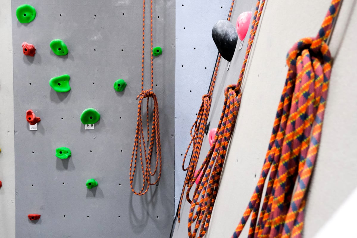 Climbing wall with gear and holds