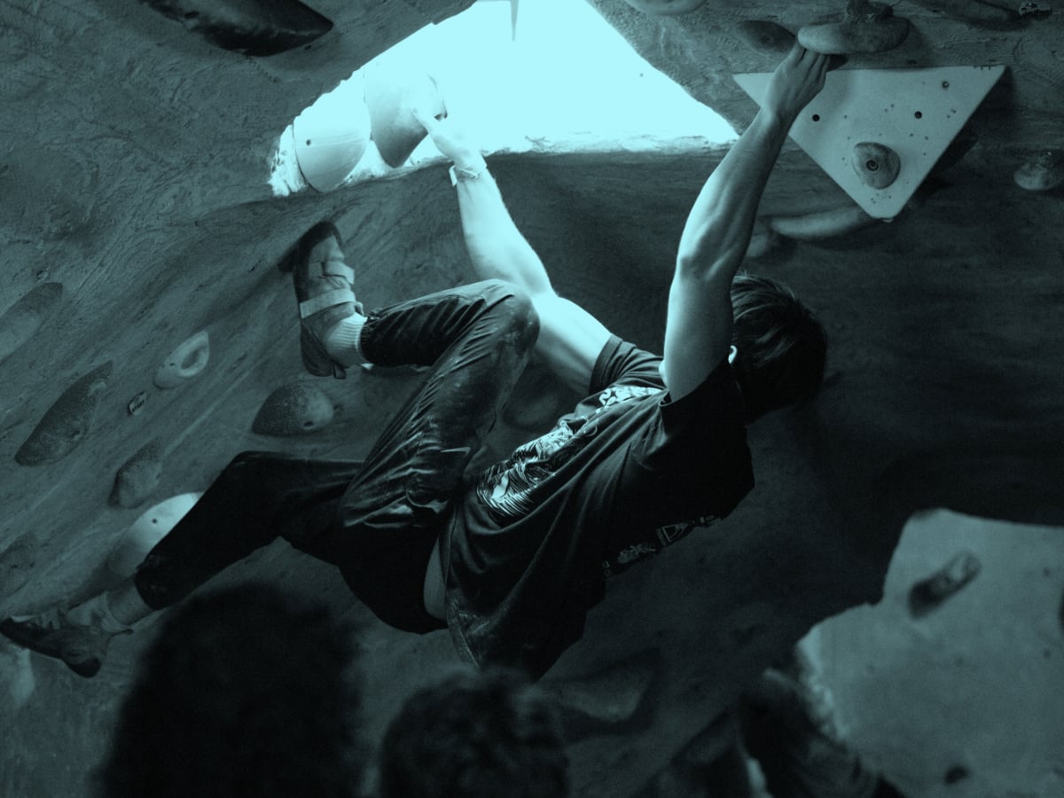 Climber getting started on the wall